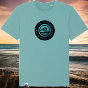 teal monstera logo 3 t-shirt