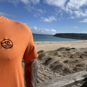 sunset orange embroidered t-shirt