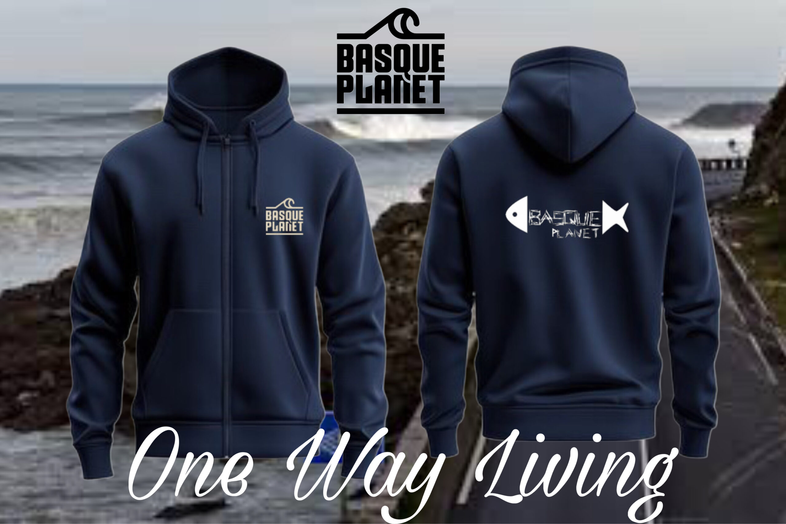 hoodie cremallera bones azul marinl